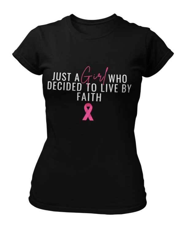 Just A Girl Living By Faith T-Shirt - Black - BC Edition - Faith On Purpose Small