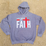 His Will, My Faith Hoodie - Unisex - Grey (Red & White) - Faith On Purpose