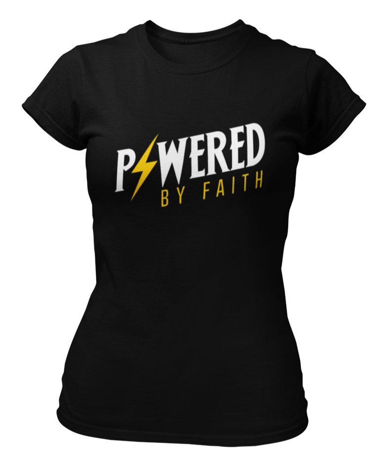 Powered By Faith T-Shirt - Women's - Black - Faith On Purpose Small