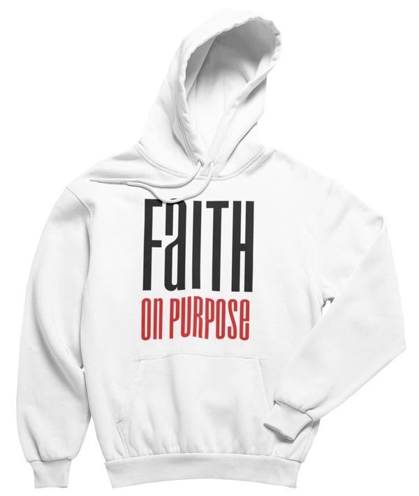 Faith On Purpose Signature Hoodie - Unisex - White - Faith On Purpose Small