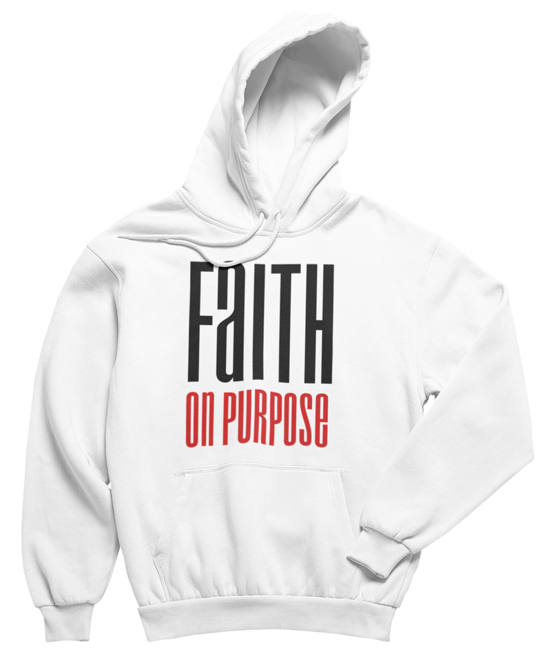 Faith On Purpose Signature Unisex Hoodie - White - Faith On Purpose Small